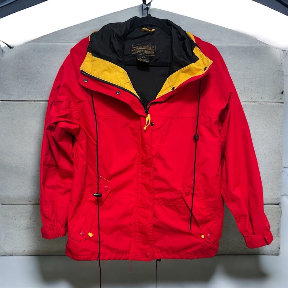 Vintage Eddie Bauer Red and Yellow Hooded Jacket